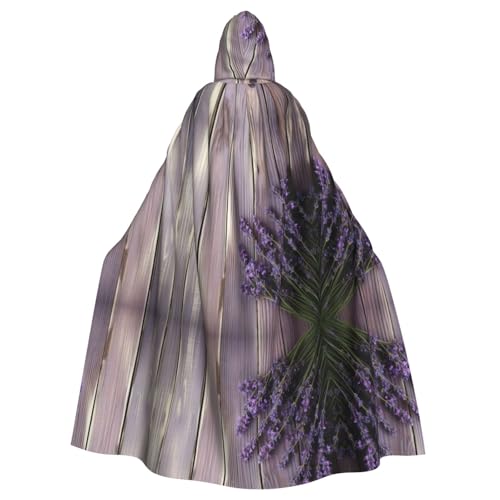 Kapuzenumhang mit Lavendel auf Holzdruck, Halloween-Kapuzenumhang, Halloween, Weihnachten, Cosplay-Kostüm von Cattpa