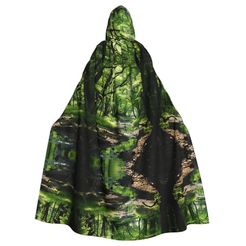 Kapuzenumhang mit Naturdruck, für Halloween, Weihnachten, Cosplay-Kostüm, Grün von Cattpa
