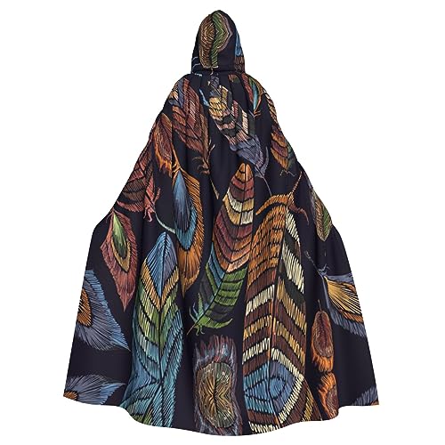 Kapuzenumhang mit Pfauenfeder-Druck, Halloween-Kapuzenumhang, Halloween, Weihnachten, Cosplay-Kostüm von Cattpa