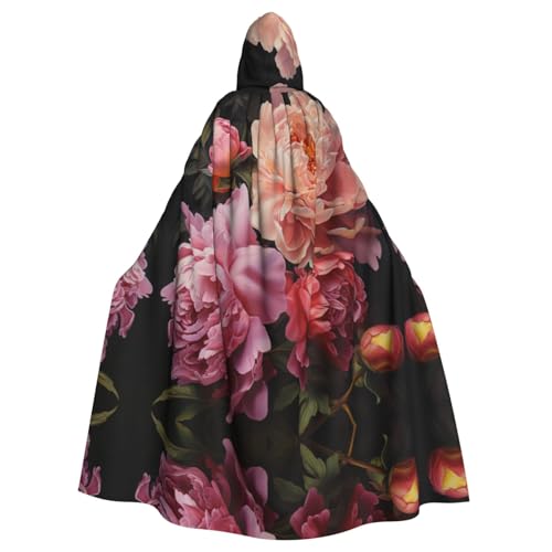 Kapuzenumhang mit Pfingstrosen-Druck, Halloween-Kapuzenumhang, Halloween, Weihnachten, Cosplay-Kostüm von Cattpa