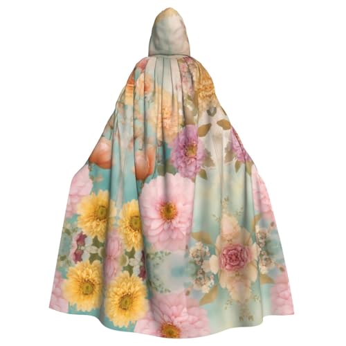Kapuzenumhang mit Pfingstrosenblüten-Aufdruck, Halloween-Kapuzenumhang, Halloween, Weihnachten, Cosplay-Kostüm von Cattpa