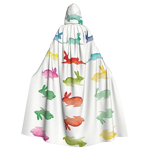 Kapuzenumhang mit Regenbogen-Hasen-Druck, Halloween-Kapuzenumhang, Halloween, Weihnachten, Cosplay-Kostüm von Cattpa