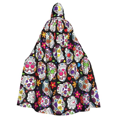 Kapuzenumhang mit Totenkopf-Aufdruck, Halloween-Kapuzenumhang, Halloween, Weihnachten, Cosplay-Kostüm von Cattpa