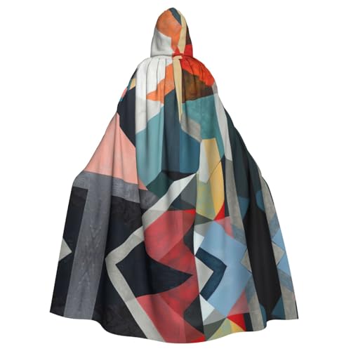 Kapuzenumhang mit abstraktem geometrischem Druck, Halloween-Kapuzenumhang, Halloween, Weihnachten, Cosplay-Kostüm von Cattpa