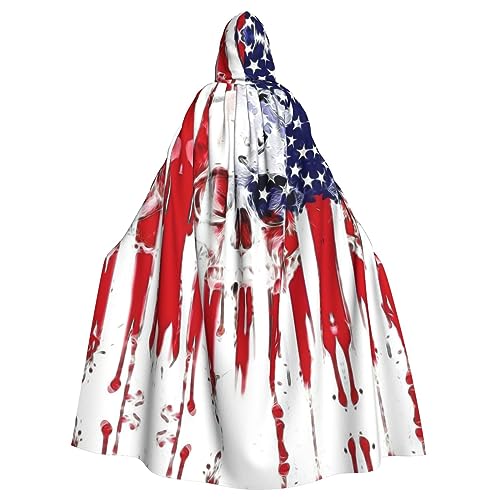Kapuzenumhang mit amerikanischer Flagge, Totenkopf-Druck, Halloween-Kapuzenumhang, Halloween, Weihnachten, Cosplay-Kostüm von Cattpa