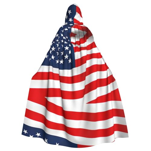 Kapuzenumhang mit amerikanischer Flagge, patriotischer Druck, Halloween-Kapuzenumhang, Halloween, Weihnachten, Cosplay-Kostüm von Cattpa