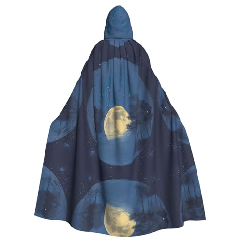 Kapuzenumhang mit blauem Mond04-Druck, Halloween-Kapuzenumhang, Halloween, Weihnachten, Cosplay-Kostüm von Cattpa