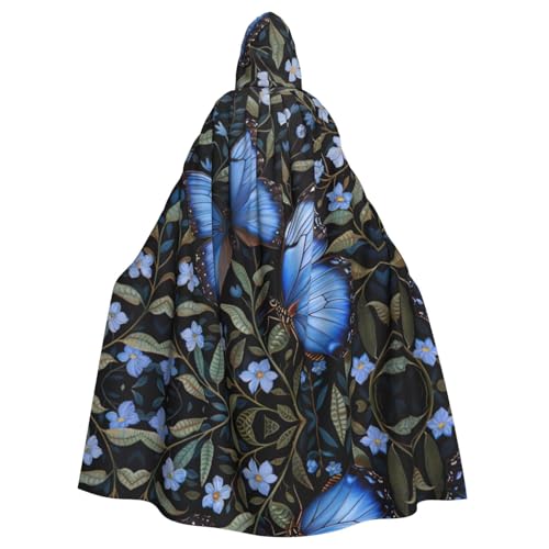 Kapuzenumhang mit blauem Schmetterlings-Aufdruck, Halloween-Kapuzenumhang, Halloween, Weihnachten, Cosplay-Kostüm von Cattpa