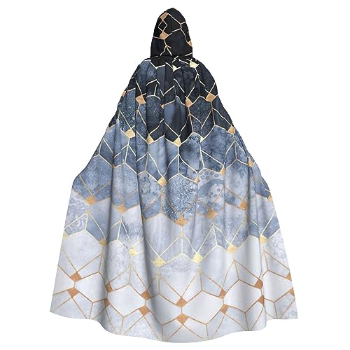 Kapuzenumhang mit blauem Sechseck- und Diamant-Druck, Halloween-Kapuzenumhang, Halloween, Weihnachten, Cosplay-Kostüm von Cattpa
