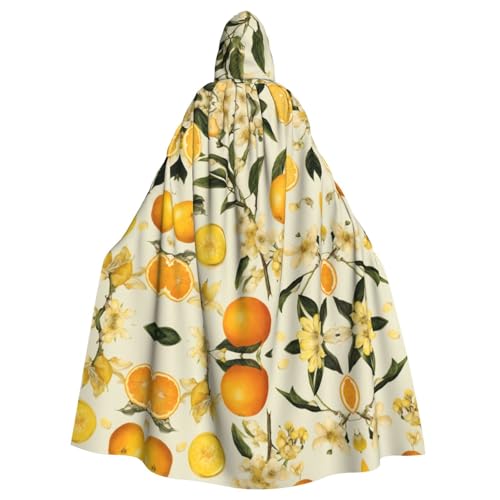 Kapuzenumhang mit gelben Blüten und orangefarbenen Früchten 02, Halloween-Kapuzenumhang, Halloween, Weihnachten, Cosplay-Kostüm von Cattpa