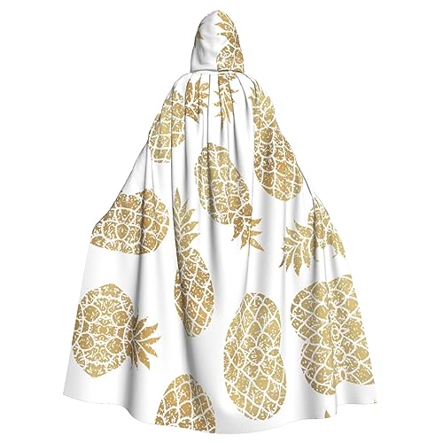 Kapuzenumhang mit goldenem Ananas-Hintergrund, Halloween-Kapuzenumhang, Halloween, Weihnachten, Cosplay-Kostüm von Cattpa