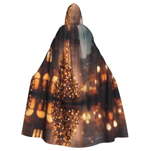 Kapuzenumhang mit leuchtendem Weihnachtsbaum-Druck, Halloween-Kapuzenumhang, Halloween, Weihnachten, Cosplay-Kostüm von Cattpa