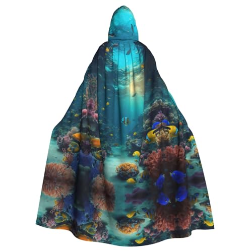 Kapuzenumhang mit süßem blauem Fischdruck, Halloween-Kapuzenumhang, Halloween, Weihnachten, Cosplay-Kostüm von Cattpa