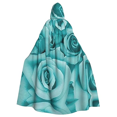Kapuzenumhang mit türkisfarbenem Rosen-Druck, Halloween-Kapuzenumhang, Halloween, Weihnachten, Cosplay-Kostüm von Cattpa