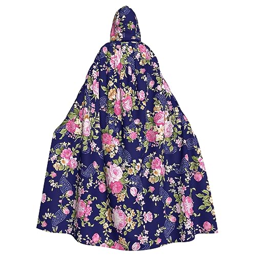 Marineblauer Umhang mit Blumenmuster, Kapuzenumhang, Halloween, Weihnachten, Cosplay-Kostüm von Cattpa