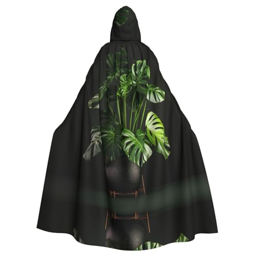 Monstera Deliciosa Kapuzenumhang mit Bananenpalmen-Druck, Halloween-Kapuzenumhang, Halloween, Weihnachten, Cosplay-Kostüm von Cattpa