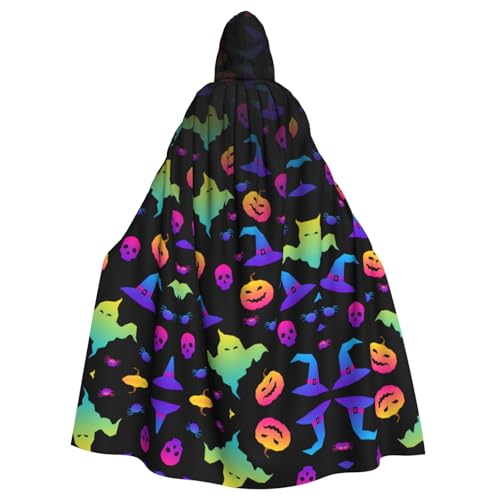 Regenbogen-Halloween-Geister-Hexenhut, Spinnen-Druck, Kapuzenumhang, Halloween, Weihnachten, Cosplay-Kostüm von Cattpa