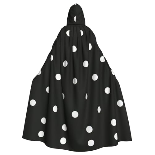 Schwarz-weißer Kapuzenumhang mit Punktemuster, Halloween-Kapuzenumhang, Halloween, Weihnachten, Cosplay-Kostüm von Cattpa