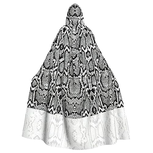 Schwarz-weißer Kapuzenumhang mit Schlangenhaut-Druck, Halloween-Kapuzenumhang, Halloween, Weihnachten, Cosplay-Kostüm von Cattpa