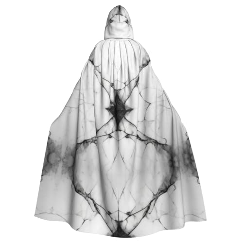 Schwarz-weißer Marmor-Kapuzenumhang mit 1-Druck, Halloween-Kapuzenumhang, Halloween, Weihnachten, Cosplay-Kostüm von Cattpa