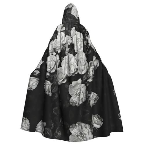Schwarz-weißer Rosen-Umhang, Halloween-Kapuzenumhang, Halloween, Weihnachten, Cosplay-Kostüm von Cattpa