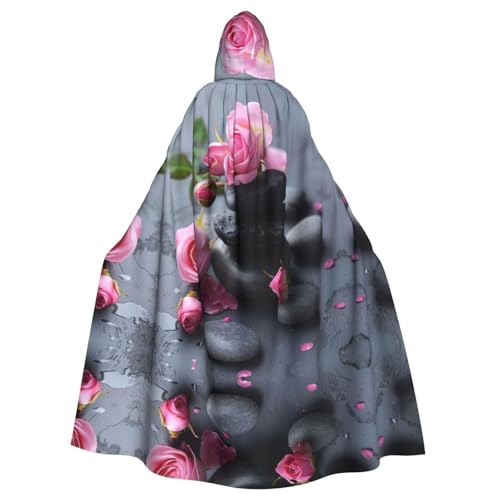 Spa-Umhang mit Stein- und Rosenblumen-Druck, Halloween-Kapuzenumhang, Halloween, Weihnachten, Cosplay-Kostüm von Cattpa