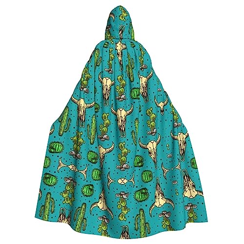 Süßer Kaktus- und Totenkopf-Aufdruck, Kapuzenumhang, Halloween, Weihnachten, Cosplay-Kostüm von Cattpa