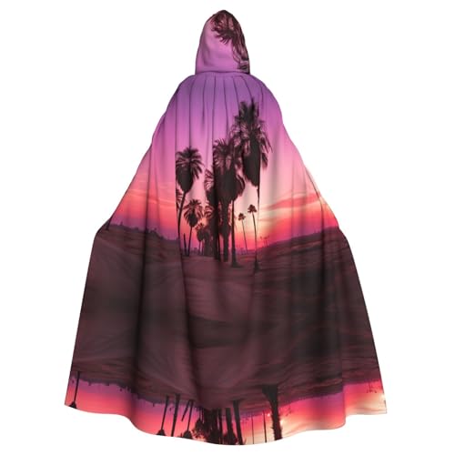Umhang mit Kapuze, Sonnenuntergang, bunte Wolken, Palme, 4 Drucke, Halloween, Weihnachten, Cosplay-Kostüm von Cattpa