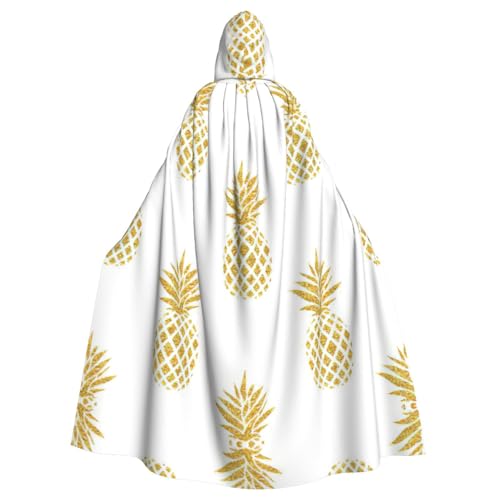 Umhang mit goldenem Ananas-Hintergrund, Halloween-Kapuzenumhang, Halloween, Weihnachten, Cosplay-Kostüm von Cattpa