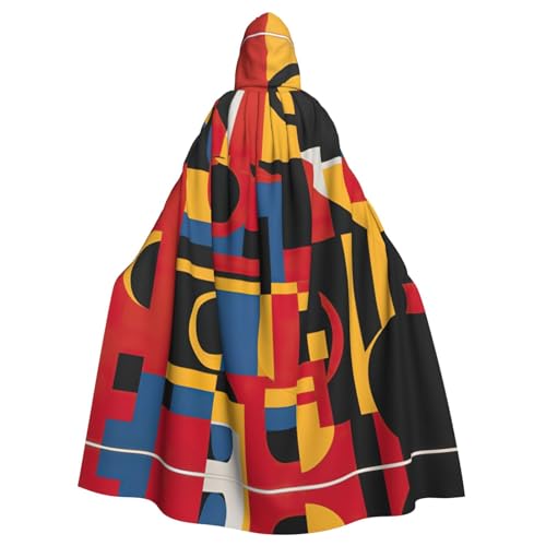Zusammensetzung in Rot, Gelb, Blau und Schwarz, Kapuzenumhang, Halloween-Kapuzenumhang, Halloween, Weihnachten, Cosplay-Kostüm von Cattpa