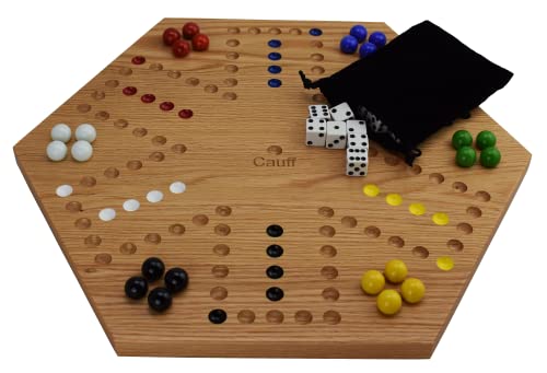 Cauff Solid Oak Double Sided Aggravation Marble Board Game Hand Painted 20 inch - 2 Count - 6 Spieler - 8+ Cauff Solid Oak Double Sided Aggravation Marble Board Game Hand Painted 20 inch - 2 Count - 6 Spieler - 8+ von Cauff
