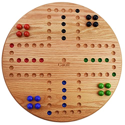 Spiel 35,6 cm Durchmesser, massives Eichenholz, 4 Spieler, handbemalte Löcher, L8 Spiel 35,6 cm Durchmesser, massives Eichenholz, 4 Spieler, handbemalte Löcher, L8 von Cauff