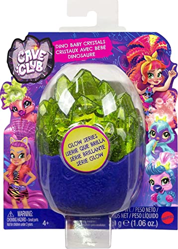 Cave Club GTH09 GVR69 - Dinobaby Kristalle Leuchteffekt Serie, Überraschungstier mit Schleim oder Sand, zufällige Auswahl, für Kinder von 4 bis 7 Jahren von Mattel
