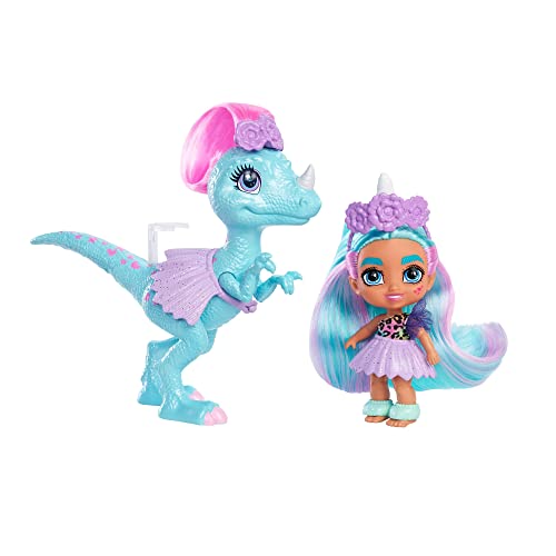 Cave Club GXP25 - Einhorn-Kiddie Puppe, ca. 8 cm, mit Dinosaurier und blauen Haaren, mit Mode und Accessoires, ab 4 Jahren von Mattel