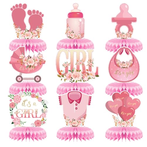 9 Stück Baby-Party-Waben-Mittelstücke, rosa Tischdekoration für Baby-Mädchen, 3D-Waben-Mittelstücke, Tischdekoration für Babyparty, Partyzubehör 9 Stück Baby-Party-Waben-Mittelstücke, rosa Tischdekoration für Baby-Mädchen, 3D-Waben-Mittelstücke, Tischdekoration für Babyparty, Partyzubehör von CavspkArt