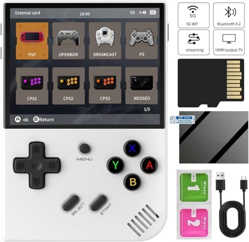 RG35XX Plus Handheld-Spielekonsole, Retro-Videospielkonsole mit 3,5 Zoll IPS-Display, 64G+128G TF-Karte und 10000+ Classic Games, eingebauter 3300mAH Akku, Unterstützung 5G WiFi und Bluetooth 4.2 RG35XX Plus Handheld-Spielekonsole, Retro-Videospielkonsole mit 3,5 Zoll IPS-Display, 64G+128G TF-Karte und 10000+ Classic Games, eingebauter 3300mAH Akku, Unterstützung 5G WiFi und Bluetooth 4.2 von Cawevon
