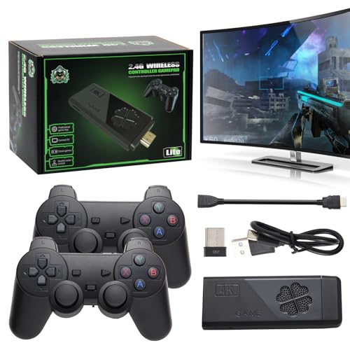 Retro Konsolen Game Stick, Spielkonsole mit 9 integrierten Emulatoren, enthält über 20000 +Spiele, Plug & Play Retro Link Stick, geeignet für TV HDMI, mit 2 Gamecontrollern von Cawevon