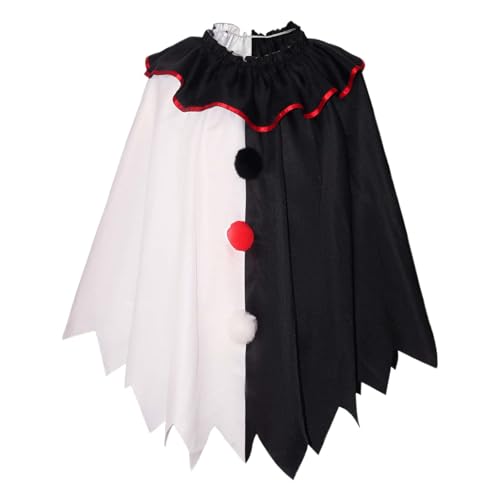 Caxndycing Karneval kostüm Damen Harlekin Poncho für Frauen Zirkus Clown Faschingskostüme Mottoparty Clown Kostüm Damen Herren Boho Umhang mit Kragen Festival Mottoparty Outfits von Caxndycing