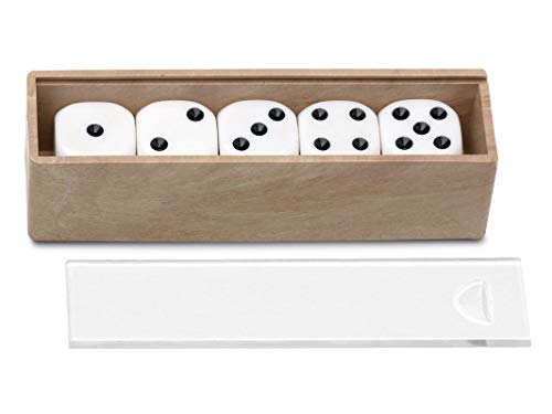 Cayro – 5 16-mm-Punktwürfel – einfach zu verwendendes Brettspielzubehör – inklusive Aufbewahrungsbox – Holzkiste – Zufallsspiele von Cayro