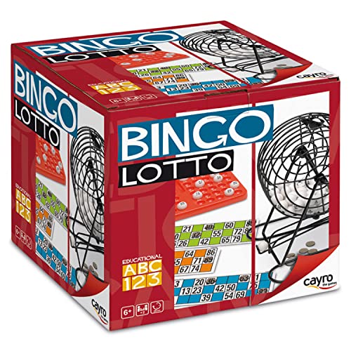 Cayro – Bingo – ab 6 Jahren – Lotto-Modell – lustiges Tischspiel – für Kinder und Erwachsene – Metalltrommel – inklusive 48 Karten – für 2 bis 8 Spieler von Cayro