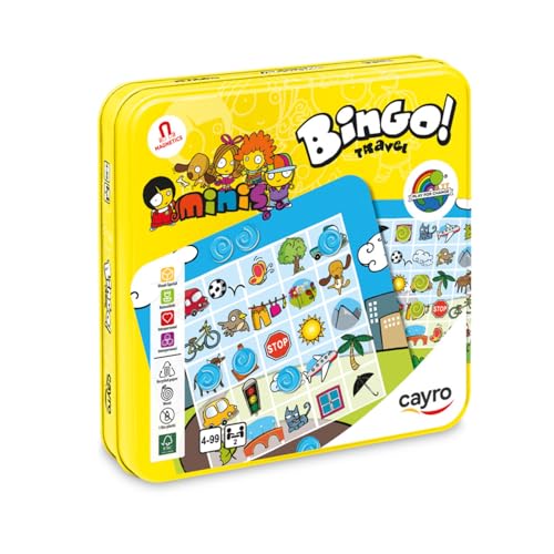 Cayro – Bingo Travel – Spiel im Reiseformat – Brettspiel für Kinder – Markieren Sie mehr Gegenstände und Tiere, um zu gewinnen – 2 Spieler – Alter 4–99 von Cayro