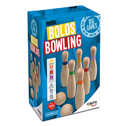Cayro – Bowling – ab 3 Jahren – großes Holzmodell – lustiges Tischspiel – Kinder und Erwachsene – inklusive 6 Bowling-Pins und 2 Bällen – 2 bis 8 Spieler von Cayro