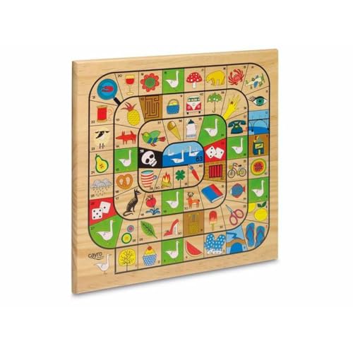Cayro – Parcheesi und Gans – ab 5 Jahren – Holzmodell – Brettspiel für Kinder und Erwachsene – mit Wendebrett – Familienspaß – 2 bis 4 Spieler von Cayro