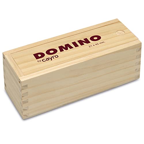Cayro – Dominosteine ​​– ab 6 Jahren – traditionelle Holzkiste mit Schiebedeckel – klassisches Brettspiel – ideal für Kinder und Erwachsene – ideal für 2 bis 4 Spieler von Cayro
