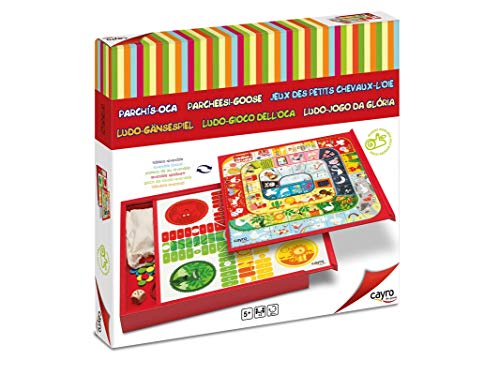Cayro – Parcheesi und Gans – klassisches Brettspiel – garantierter Spaß – Brett – widerstandsfähig und langlebig – inklusive Würfel und Chips – für alle Altersgruppen – ideal für die Familie von Cayro
