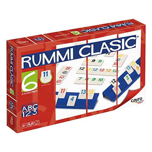 Cayro – Rummi – ab 8 Jahren – klassisches Modell – lustige Brettspiele für Kinder und Erwachsene – 159 Teile, 1 Stofftasche und 6 Stützen – 2 bis 6 Spieler von Cayro