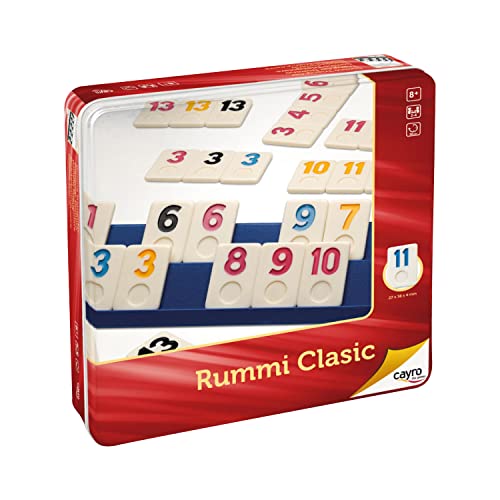 Cayro – Rummi – ab 8 Jahren – klassisches Modell – lustige Brettspiele für Kinder und Erwachsene – 106 Teile, 1 Stofftasche und 4 Stützen – 2 bis 4 Spieler von Cayro