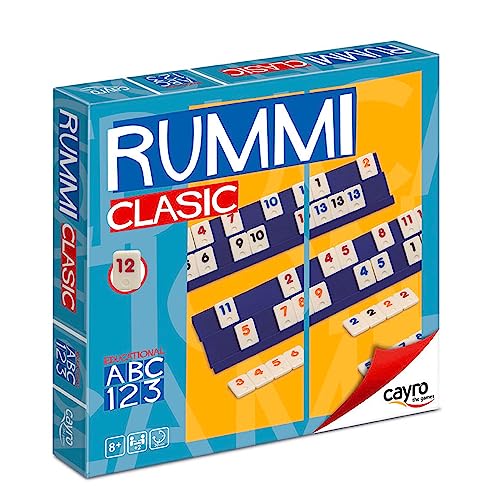 Cayro – Rummi – ab 8 Jahren – klassisches Modell – Brettspiele für Kinder und Erwachsene – lustiges Spiel – 106 Teile, 1 Stoffbeutel und 4 Stützen – 2 bis 4 Spieler von Cayro
