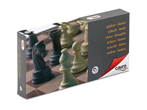 Cayro – Schach und Dame – ab 7 Jahren – großes und magnetisches Modell – Brettspiel für Kinder und Erwachsene – Klappbrett, 2 Spiele in 1 – für 2 Spieler von Cayro