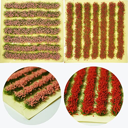 Cayway 2 Farbe Scenics Gras Grasbüschel, Grasbüschel Flower Grass Tufts Sandtisch Scenics Gras Gaming Base Statische für DIY Architektur Gebäude Modelleisenbahn Zug Diorama Garten, Rosa und Rot von Cayway